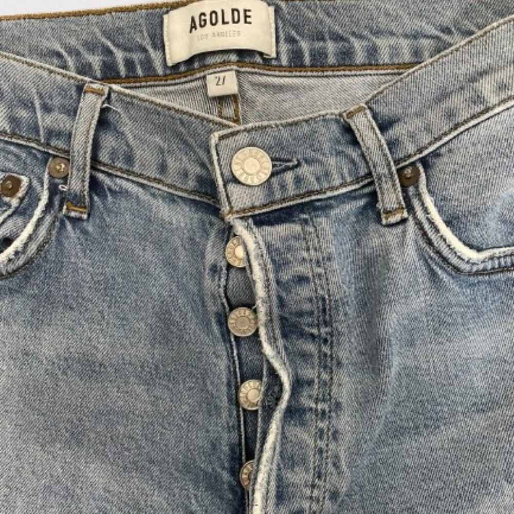 Agolde Womens Nico High Rise Raw Edge Distressed Slim Button Fly Jeans Size 27 - Picture 7 of 14